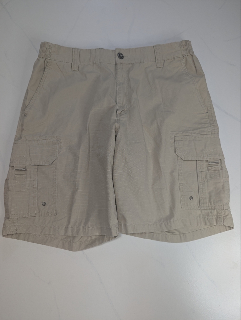 RedHead Mens Tan Cargo Shorts Pleated Front Elastic Waist 100% Cotton Size 38